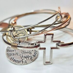 Silver and Gold Inspirational Charm Bracelets Alex And Ani Etc. Set Of 4